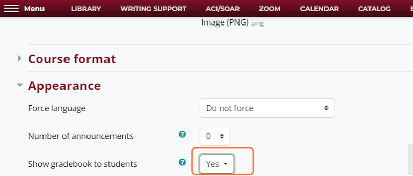 For the Show gradebook to students setting, toggle the option to Yes.