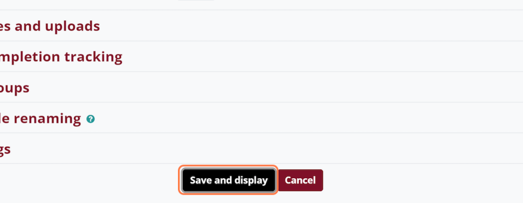 Scroll to the bottom of the Edit course setting page and click Save.