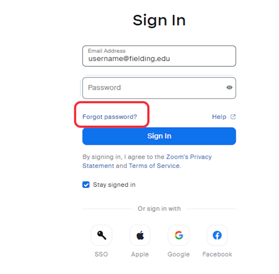 How do I reset my Zoom password? Fielding Graduate University