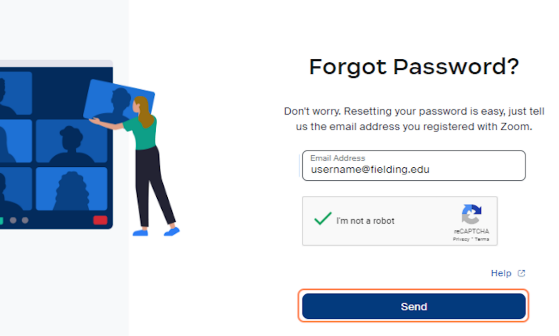 On the next screen, enter your Fielding email address and Send.